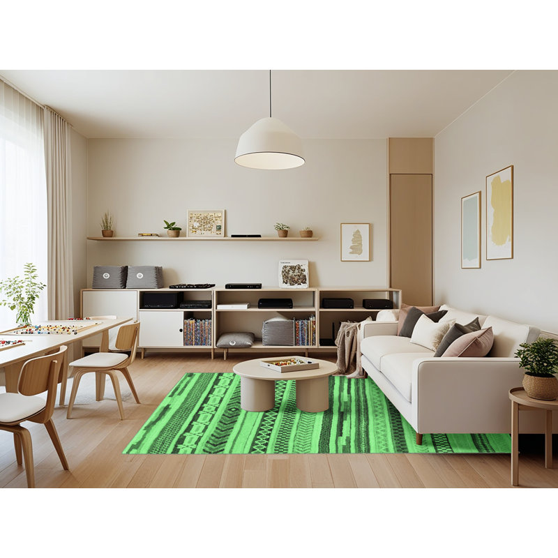 Washable Geometric Indoor Rug, Rectangle 7' x 9'