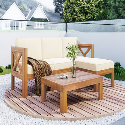 Ensemble de conversation modulaire avec canapé et coussins 5 pièces
