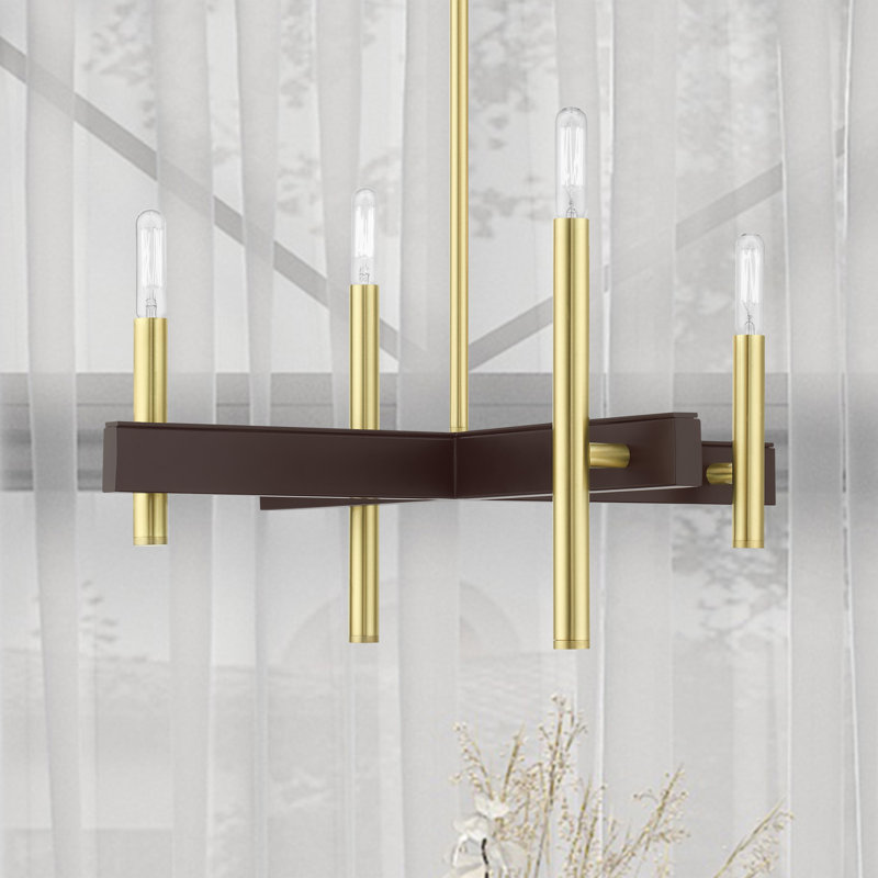 Lustre linéaire moderne à 4 lumières Azan, Laiton satiné