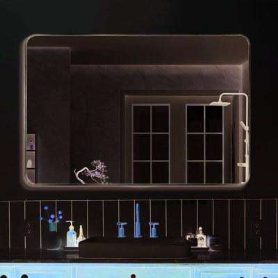 Miroir mural de salle de bain 30 po x 40 po, cadre argenté, verre haute qualité de haute qualité, aluminium rouillé, miroir à cadre stable en métal à fixation rapide