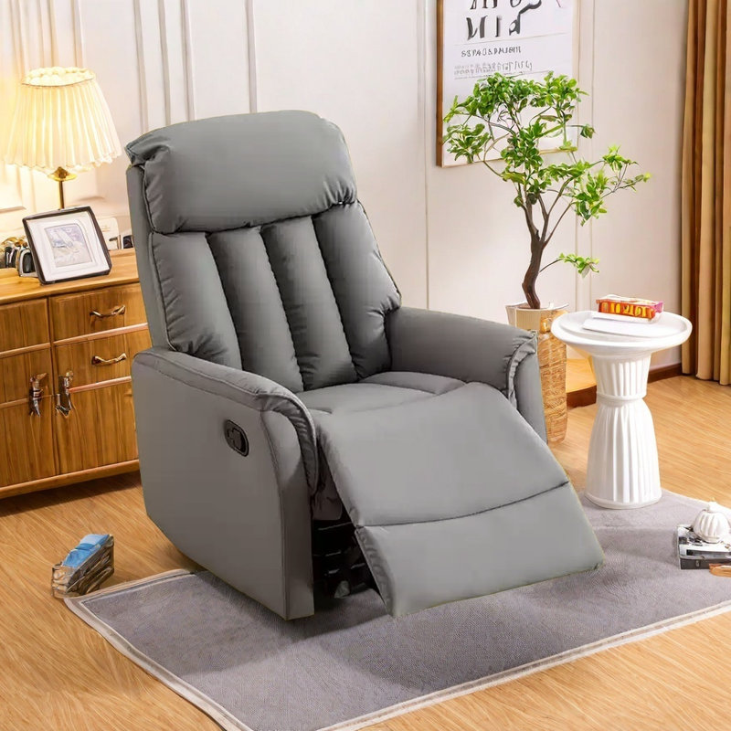 Kuchler Faux Leather Swivel Recliner, Light Gray