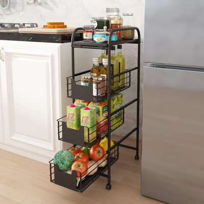 4-Tier Metal Rolling Utility Cart With Wheels
