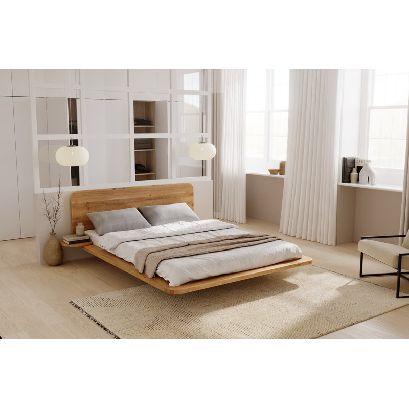 Iyanna Solid Wood Bed, Natural Oil, European Double (140 x 200 cm)