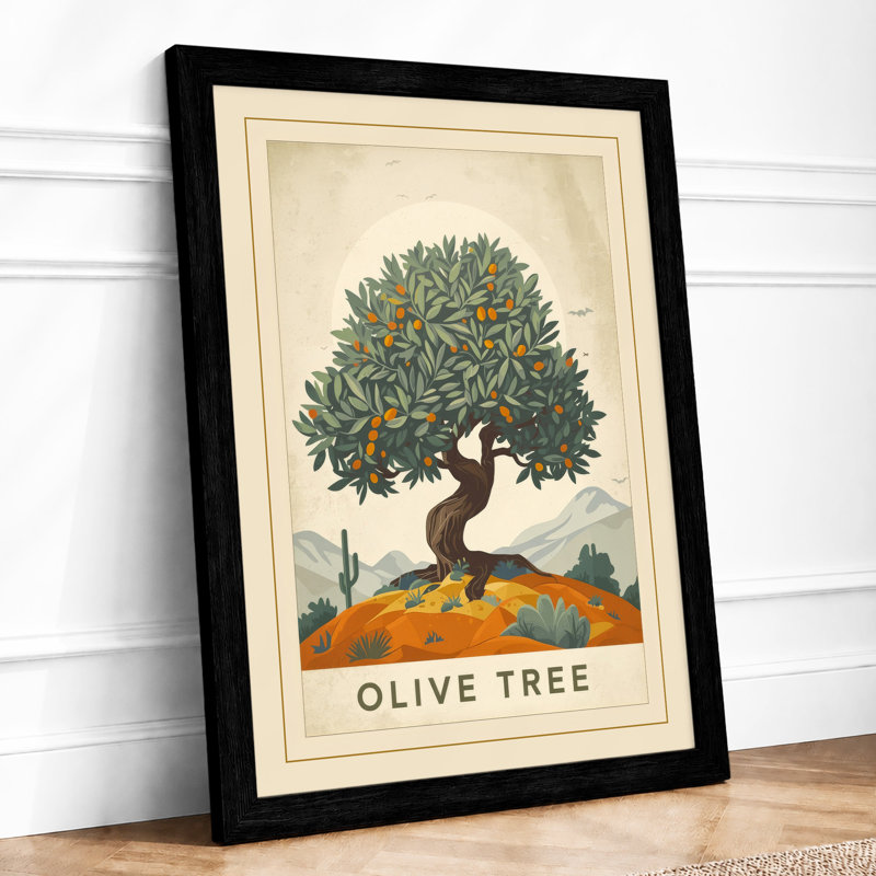 Olive Tree Botanical - Framed Print, A1 - 84.1 x 59.4 cm, Black