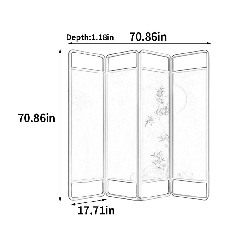 Paravent classique de style chinois, H 70,86 po x L 70,86 po