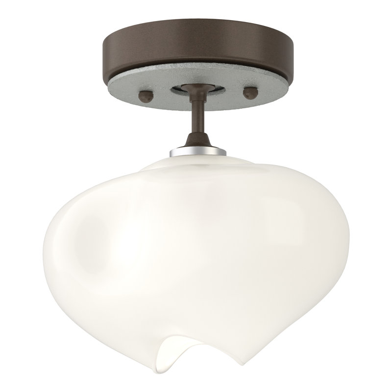 Ume Frosted Glass 1 - Light Semi Flush Mount, Bronze, Vintage Platinum