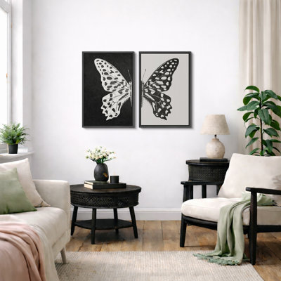 Art mural noir et blanc, images murales neutres modernes, impression sur toile encadrée 2 pièces, 16 x 24 x 2, 24 x 36 x 2