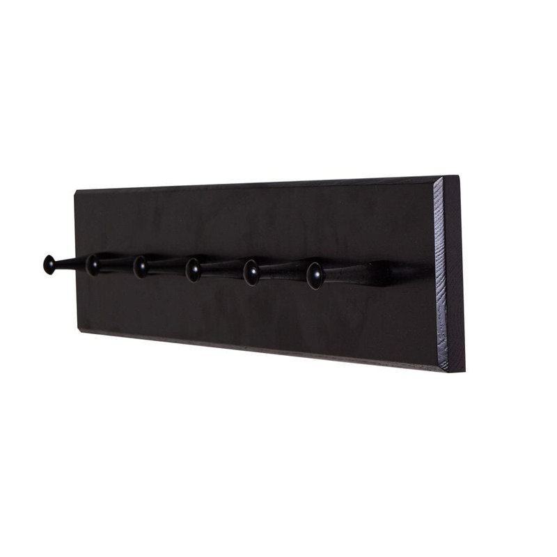 Hopley Solid Wood Wall 6 - Hook Wall Mounted Coat Rack, Black