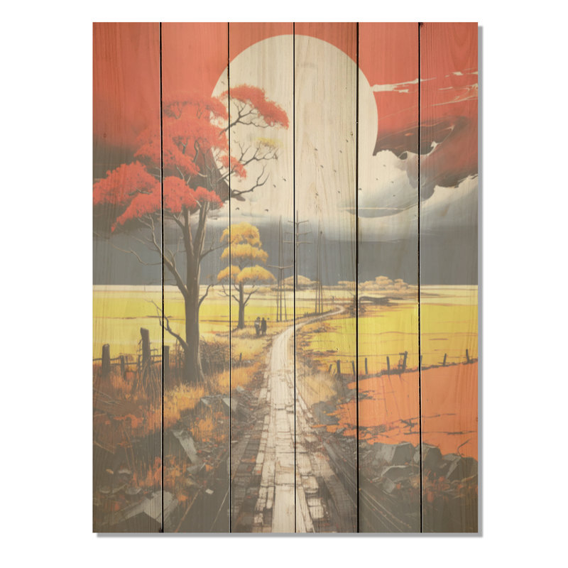 Clair de lune des prairies des Prairies - Art sur bois de pin naturel, H 32 po x l 24 po