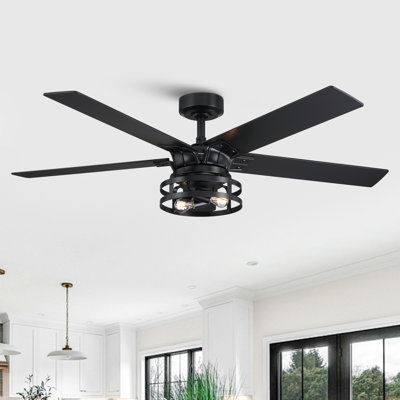 Ventilateur de plafond standard à 5 pales 52 po avec télécommande et ensemble d'éclairage inclus Rish