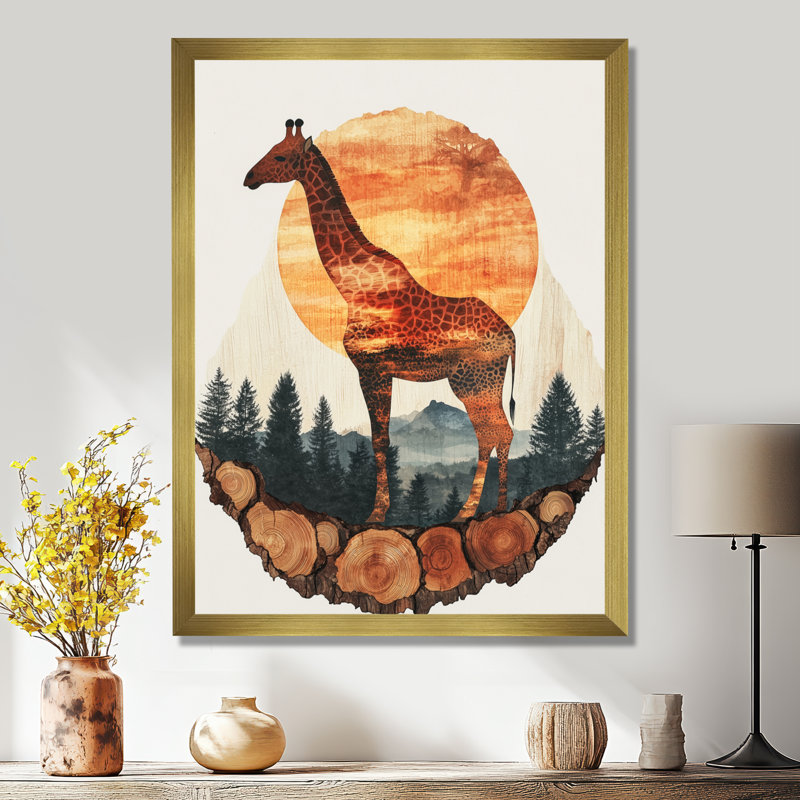 Ginney - Animals Wall Art Prints, 40" H x 30" W, Single Picture Framed Print, Gold