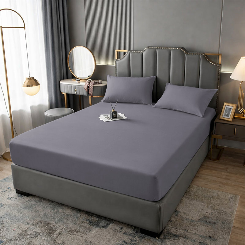 Aspire Homeware Premium 25cm Deep Fitted Sheet for Stylish and Comfortable Bedding, Single (3'), Grey