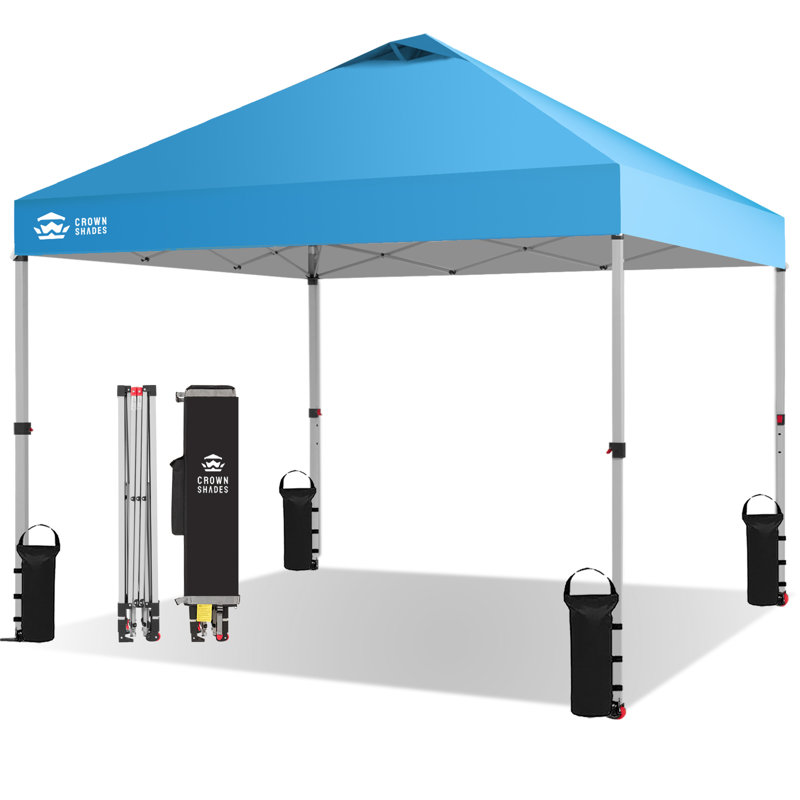 10 Ft. W x 10 Ft. D Metal Pop Up Canopy Tent with One Push Setup, Sky Blue