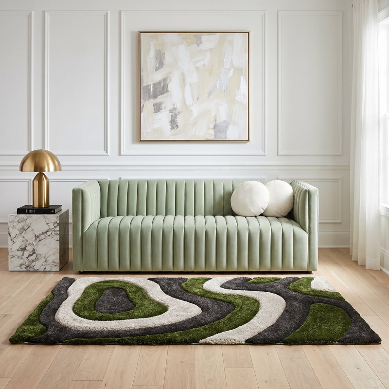 Tapis à poil long à motif abstrait Metropole, 7 pi 8 po x 9 pi 8 po