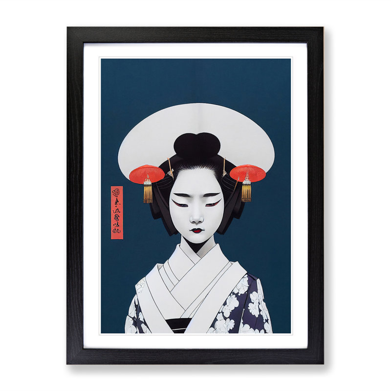 Brilliant Geisha - Single Picture Frame Print, 64cm H x 46cm W x 2cm D, Black