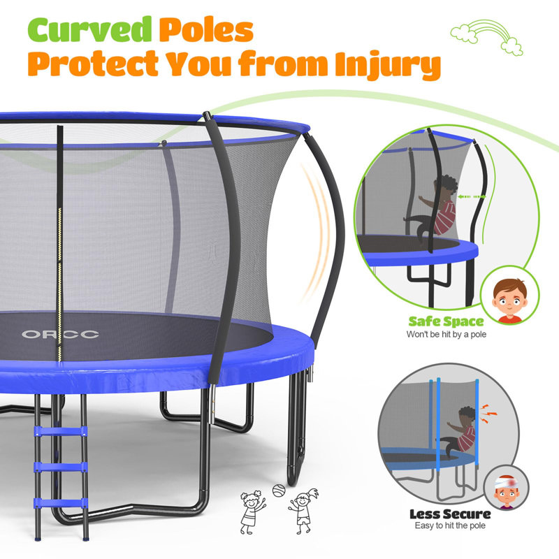 Trampoline d'extérieur robuste de 12 pi avec capacité de poids de 12 lb pour enfants adultes avec enceinte de sécurité Maxlead