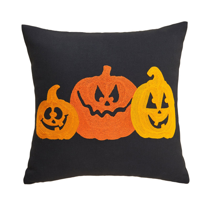 Carved Pumpkin Pillow, Square, 18"H x 18"W