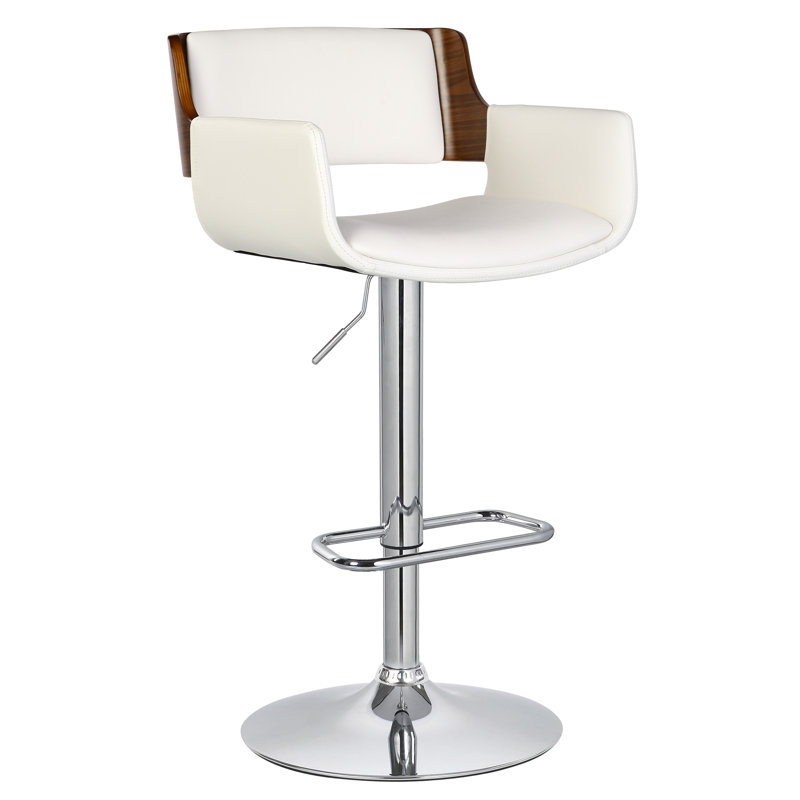 Swivel Upholstered Adjustable Height Counter Stool with Metal Frame, White