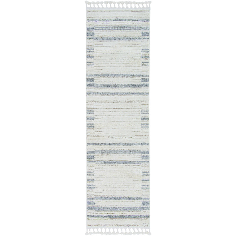 Tapis abstrait gris et ivoire, Rectangle 5 pi 3 po x 7 pi 7 po