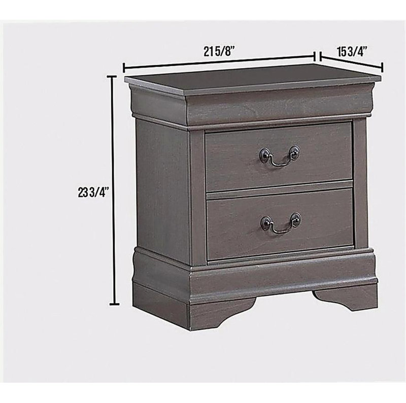 1pc Table de chevet grise Louis Philippe, Gris