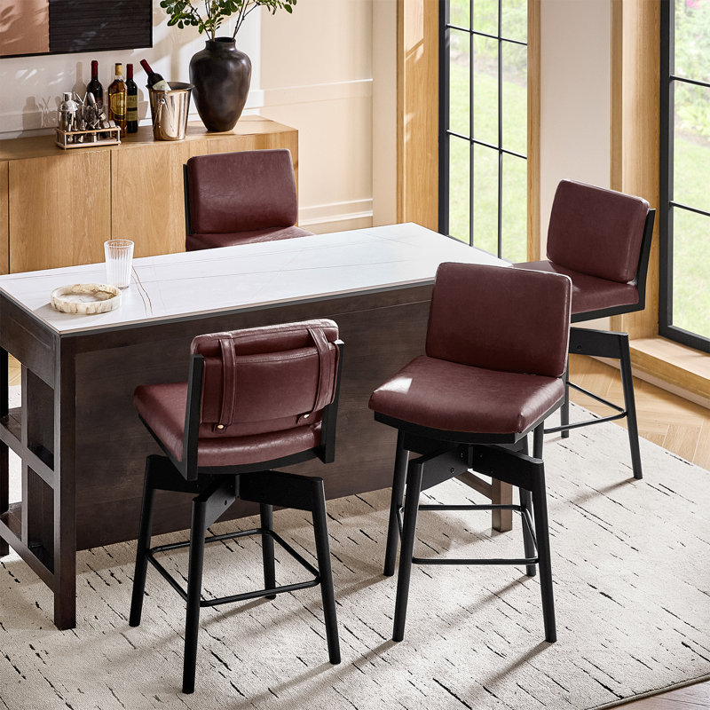 Lafrance Modern Barstool with Adjustable Features, Brown, 2