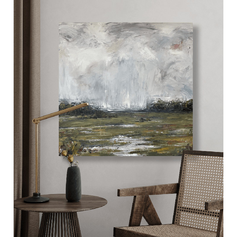On The Marsh On Giclee Canvas Hand Embellished Art, 36" H x 36" W x 1.5" D, Unframed