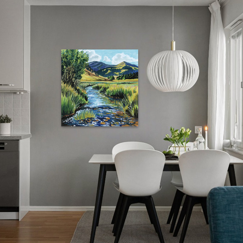 Open Mountain Stream Contemporary Art, 32" H x 32" W
