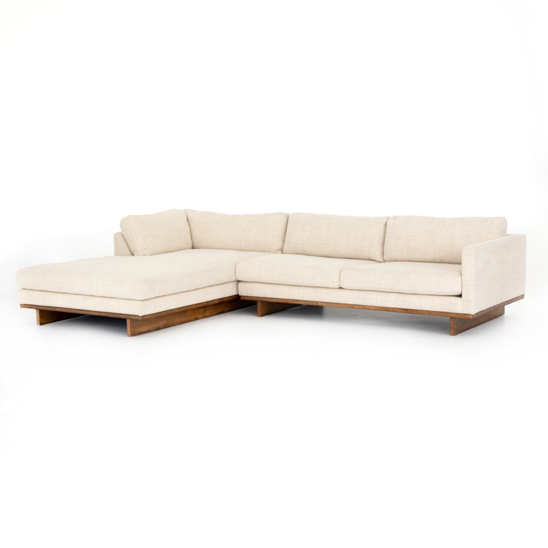 Menades 2-Piece Upholstered Modular Sofa & Chaise, Accoudoir à gauche (vu de face), H 32 po x l 133 po x P 86 po