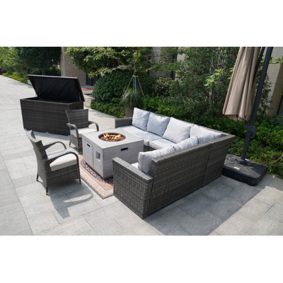 Charissa Wicker/Rattan 7 - Person Seating Group With Cushions