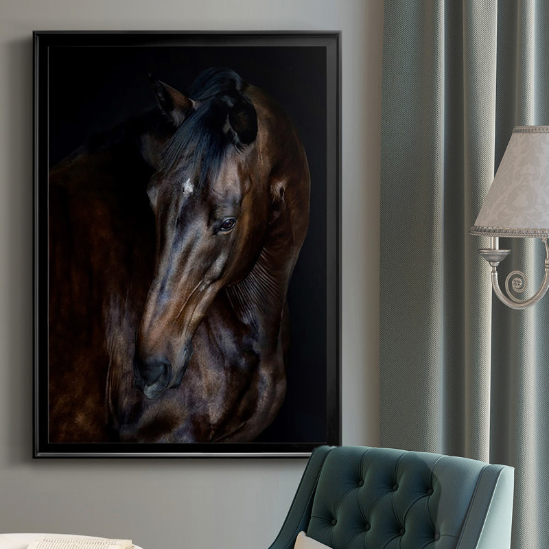 Sunlit Horses I, reproduction d'art encadrée, Noir, H 30,5 po x l 22,5 po x P 1 po