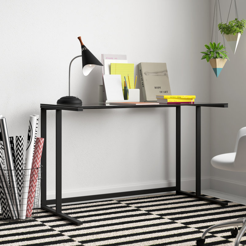 Glass Desk with Pedestal Frame
