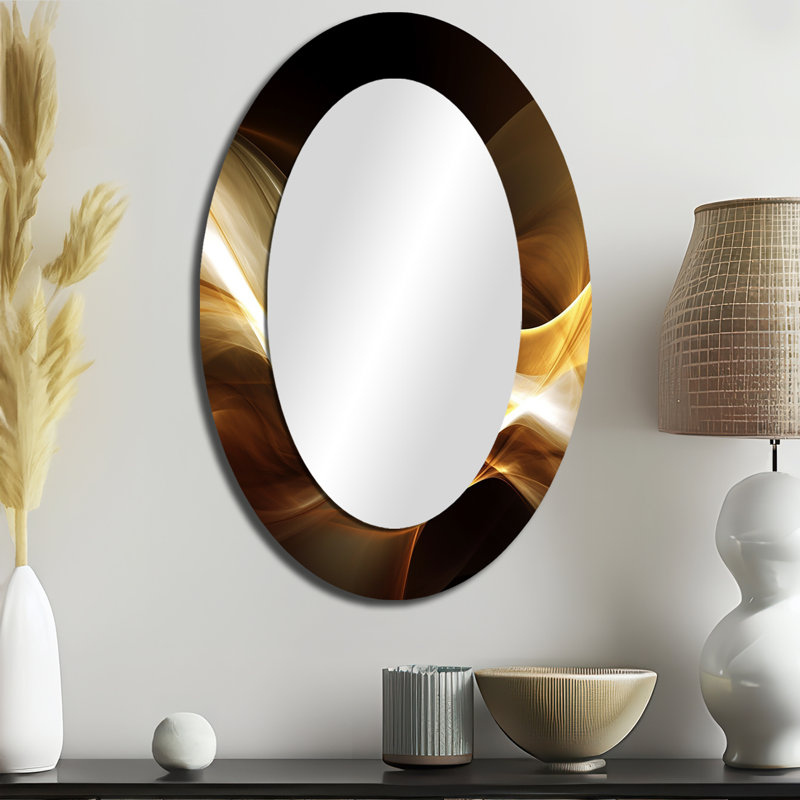 Gold Elegant Modern Sofa II - Miroir mural ovale moderne, 36 po x 24 po