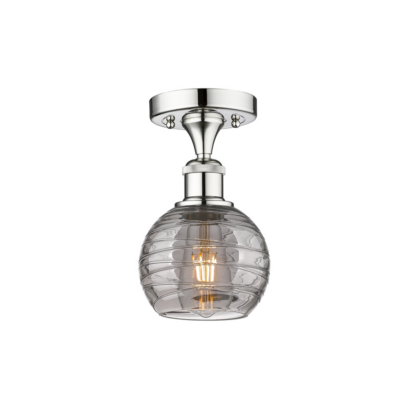 Plafonnier semi-encastré 1 lumière, H 8,25 po x l 13,75 po x P 13,75 po, Chrome poli