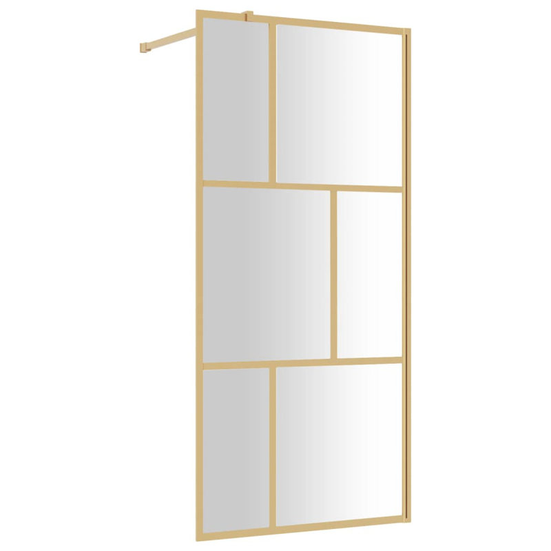 Belfry Walk-in Shower Wall with Clear ESG Glass, Gold, 80cm W