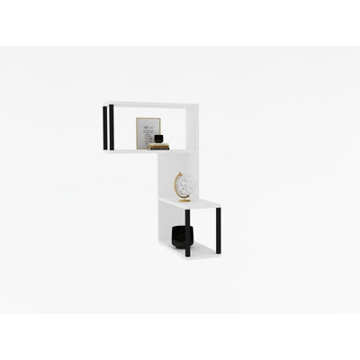 Modern Wall Shelf, White, 33.1 x 20.5 x 7.9 inches | 100% Melamine Coated Particle Board, Thickness: 0.7 inches | Easy Wall Mounting, Stylish Design for Home or Office, Functional Storage Solution