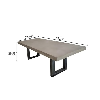 55.12"Retro solid wood imitation cement-coloured long table for conference and office use