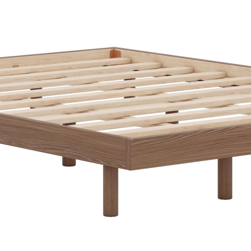 Modern Design Floating Platform Bed Frame, Walnut, Queen