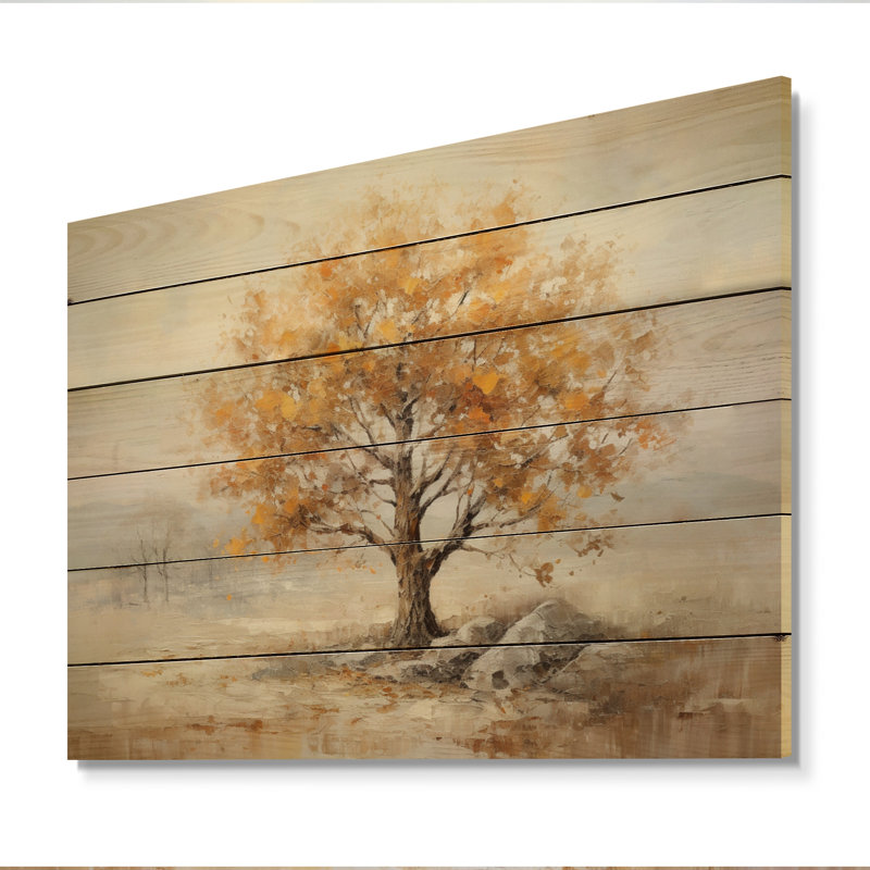 Minimalisme, chêne chatoyant, automne II, sur bois, H 10 po x l 20 po x P 0,78 po
