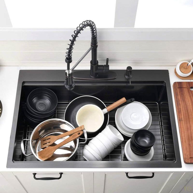 33 Inch  Drop In Workstation Kithchen Sink -33 "X 22" 16 Gauge Topmount Drop In Single Bowl Stainless Steel Kitchen Sink With Accessories