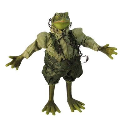 13" Princess Garden Whimsical Green Mr. Frog Decorative Figure with Vine Accents