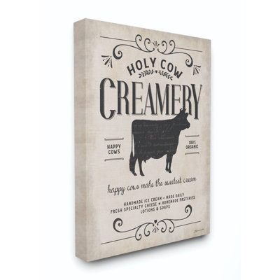 " Creamery Cow Rustic Farm Textured Word Design "