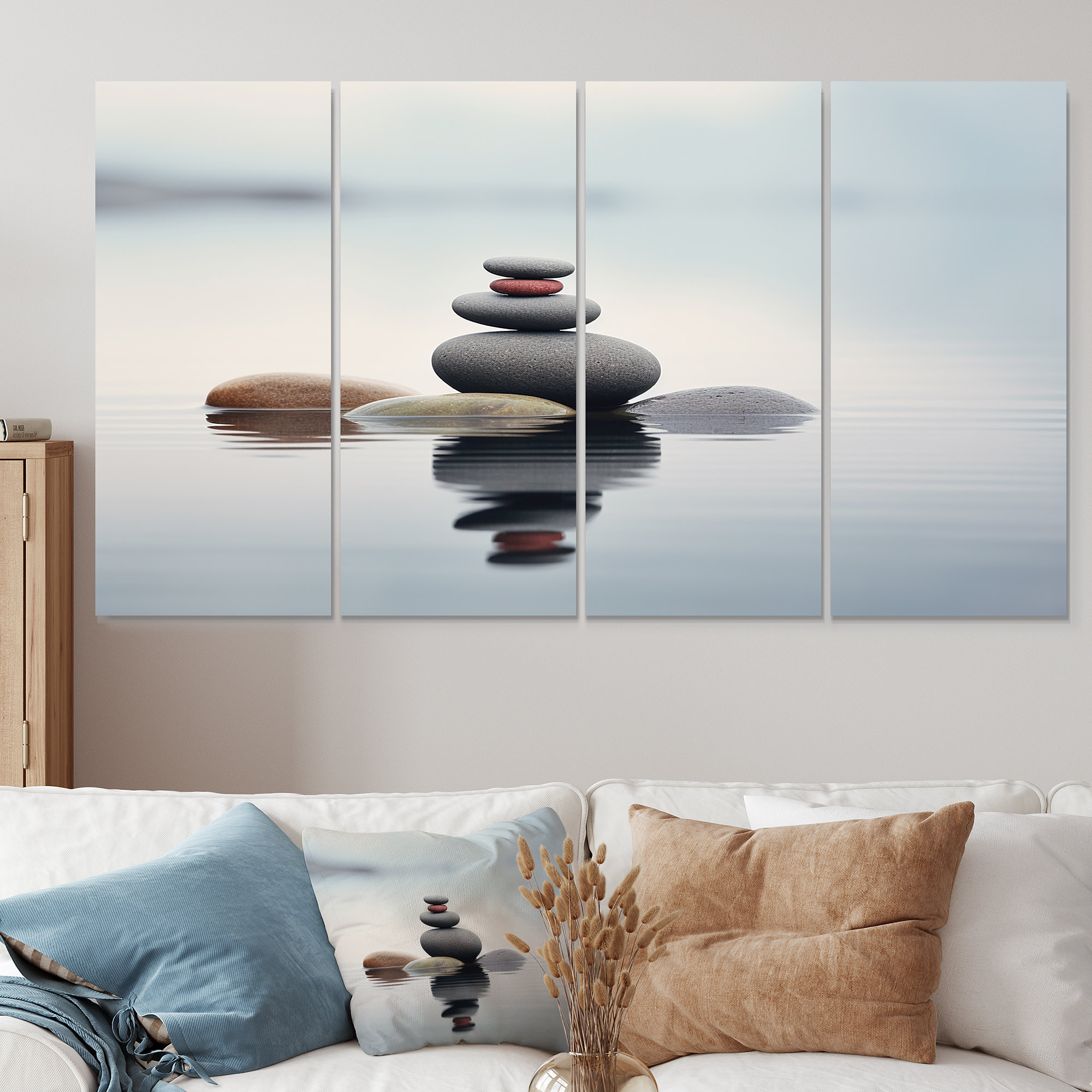Ebern Designs Blue Zen Serenity Of Spiritual Stones In Water IV ...
