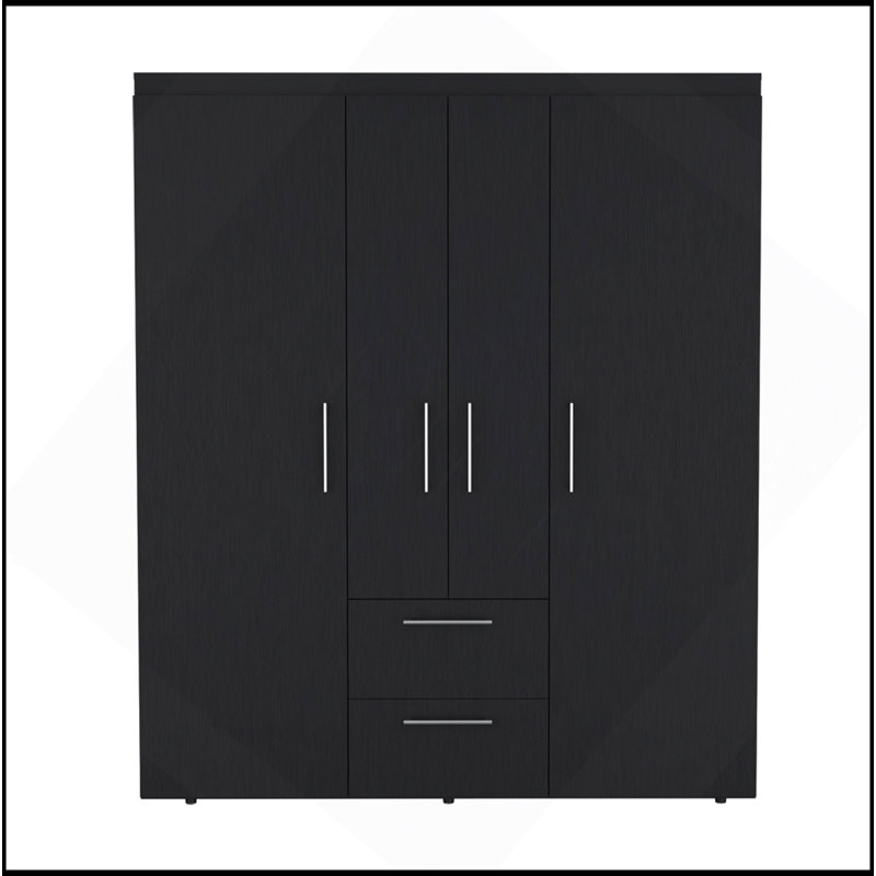 Armoire Elma, chambre à coucher, noir, Noir