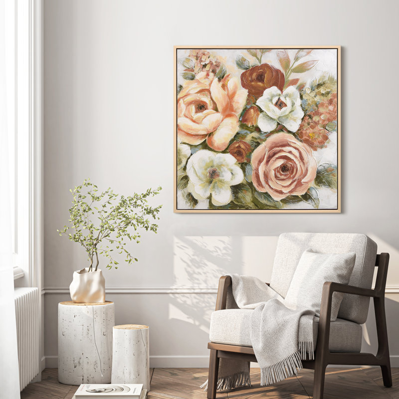 "Autumn Blossoms", art texturé sur toile encadré très texturé