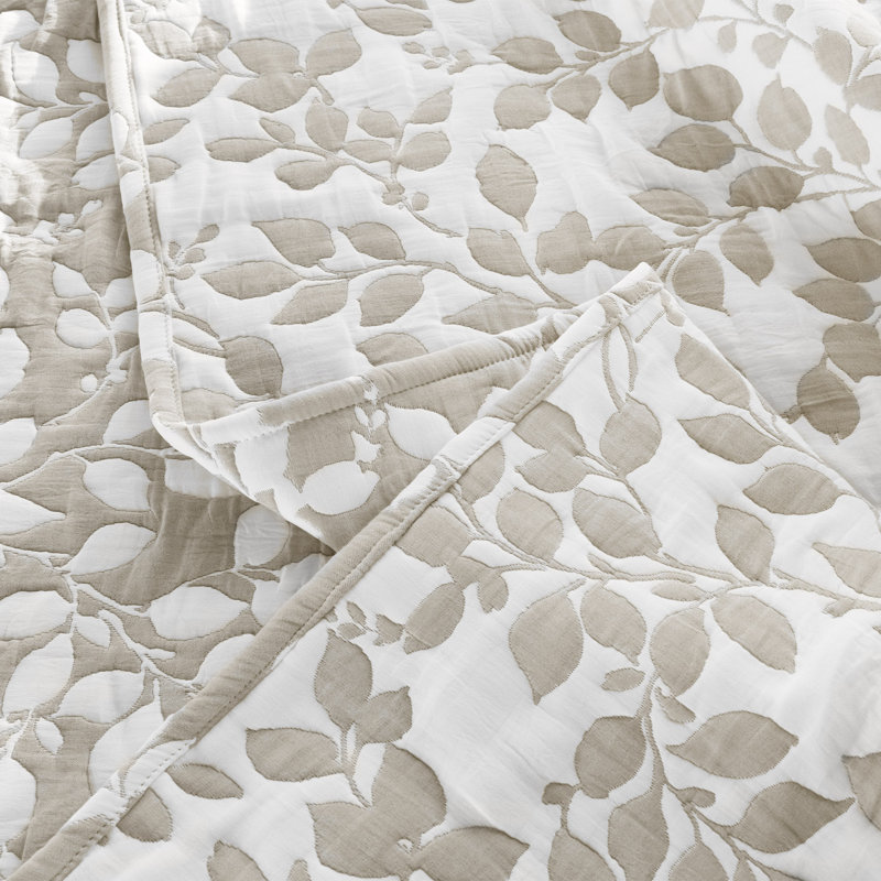 Ensemble de courtepointe réversible 3 pièces Leaves Soft, King, Taupe
