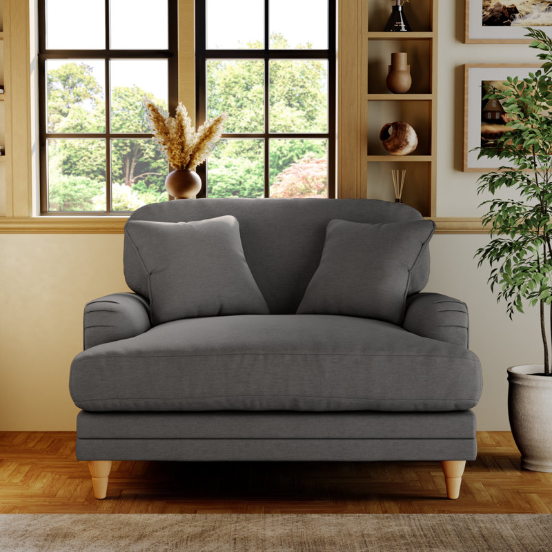 Elfur Upholstered Chair and a Half, Charcoal, Country Oak