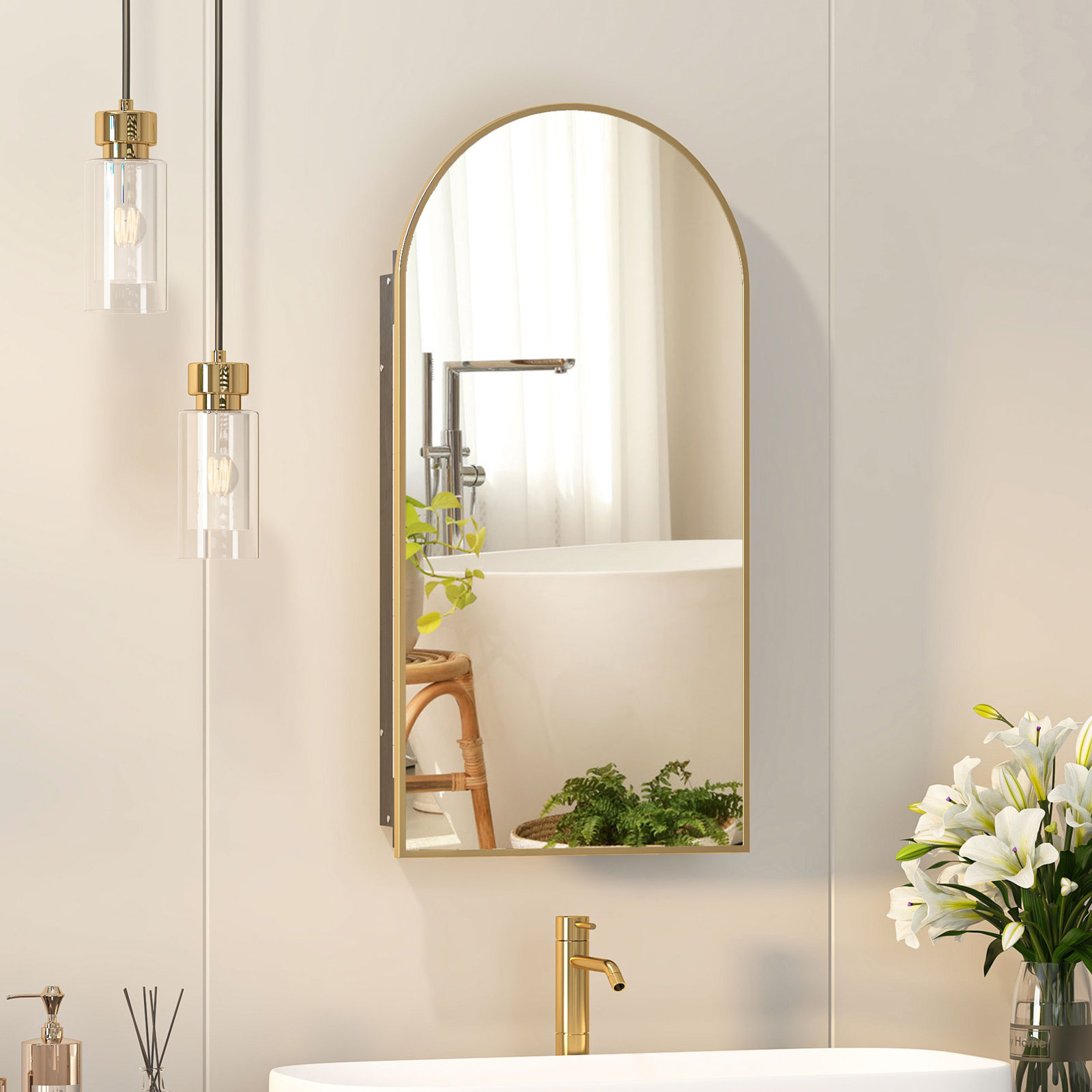 Poulton Medicine Cabinet, 31.5" H x 15.7" W, Brushed Bronze