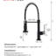 Robinet de cuisine avec robinet rétractable - aspect noir et nickel, facile à utiliser, robinet d'eau stable, fabrication contemporaine rétractable, taches d'empreintes digitales