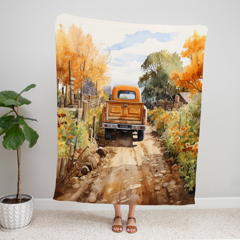 Throw Blanket, 68" W x 80" L, Abstract, Green/Orange