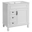 Meuble-lavabo de 76 cm avec lavabo en céramique, poignées boutons de style vintage et tablette réglable, idéal pour les salles de bain compactes. Gain d'espace de 76 cm dans les petites salles de bain.